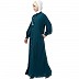 Front open abaya with side embroidery work- Teal